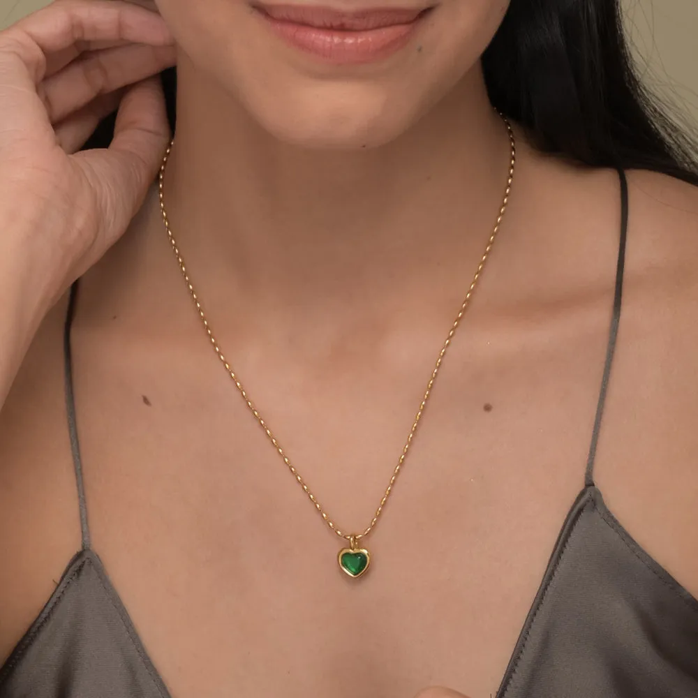 Oval Beaded Heart Pendant Necklace