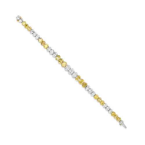 Oval Yellow & White Diamond Bracelet
