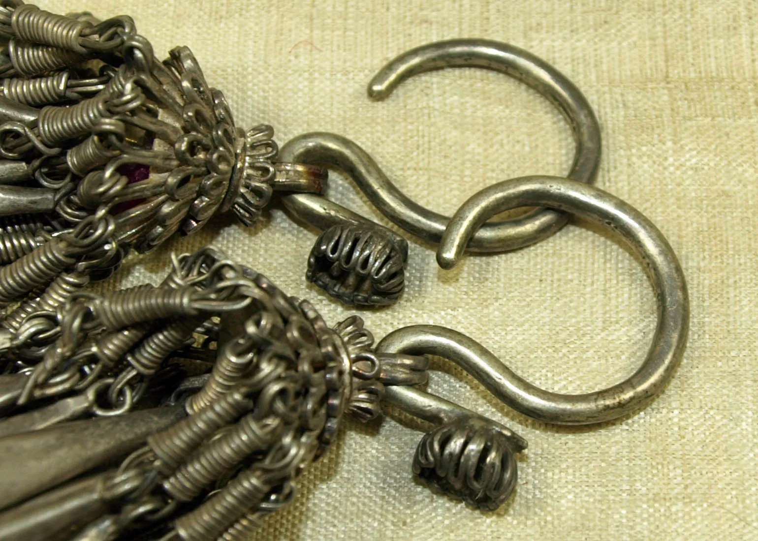 Pair of Antique Hmong Silver Earrings