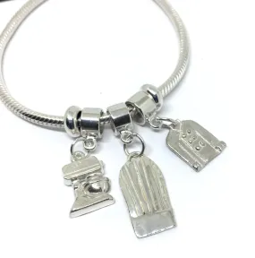 Pastry Chef European Style Charm Bracelet in Sterling Silver