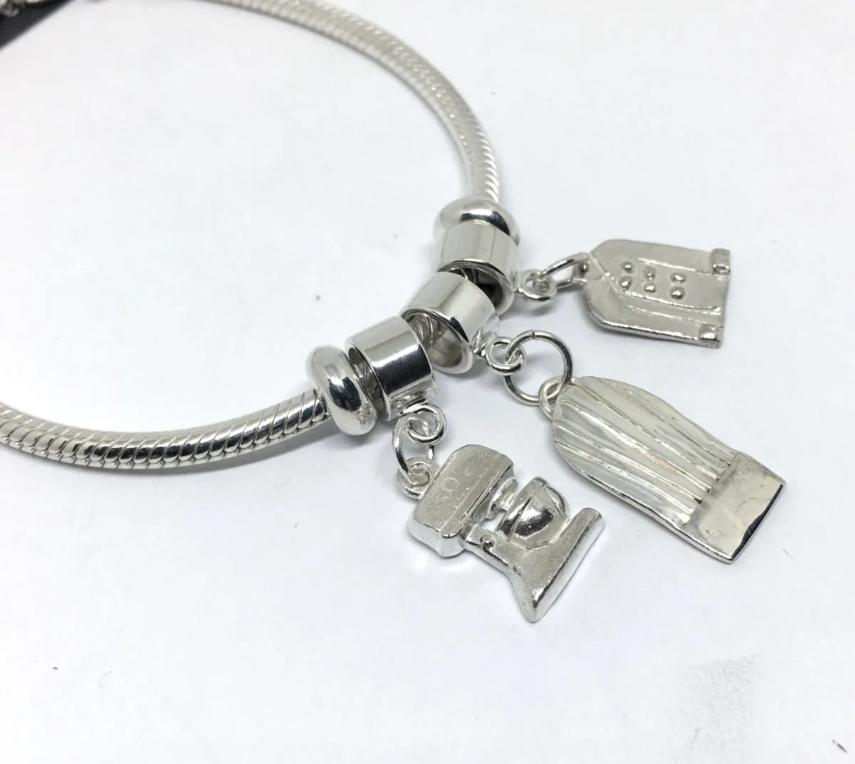 Pastry Chef European Style Charm Bracelet in Sterling Silver