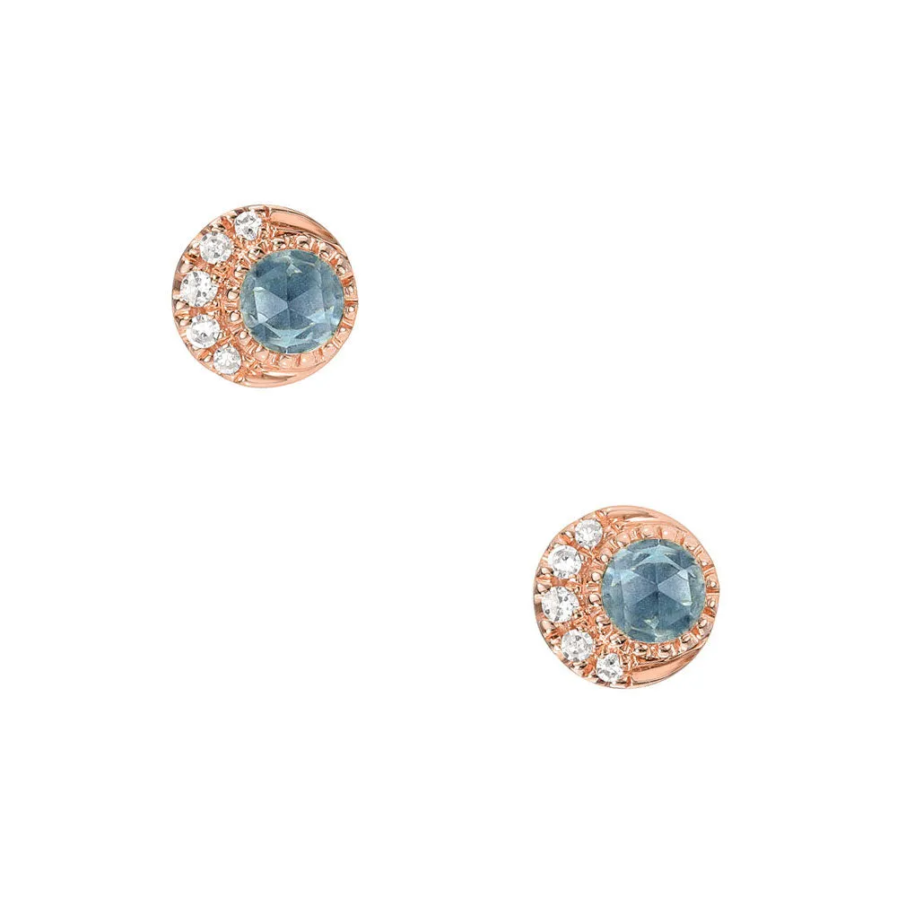 Petite Moon Phase London Blue Topaz Post Earrings