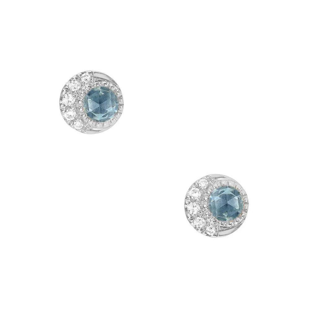 Petite Moon Phase London Blue Topaz Post Earrings