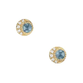 Petite Moon Phase London Blue Topaz Post Earrings