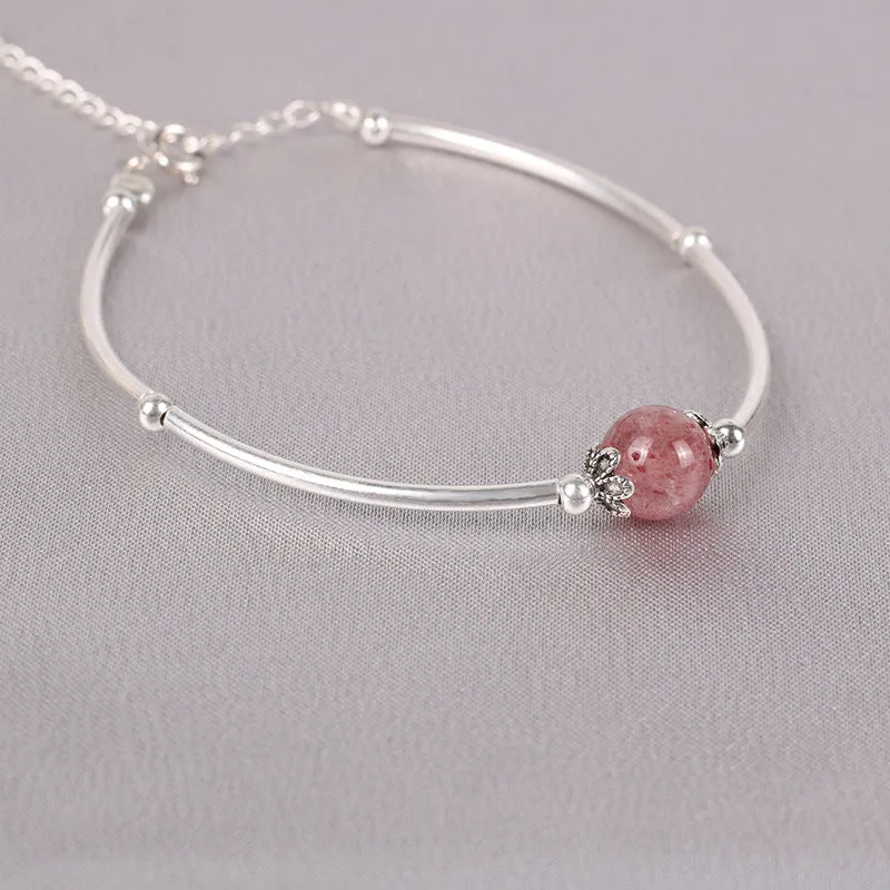 Pink Crystal Transfer Beaded Bracelet