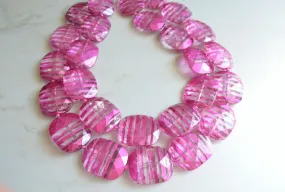 Pink Lucite Chunky Beaded Multi Strand Statement Necklace - Flora