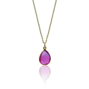 Pink Pendant Necklace - Aura Gold MINI Drop