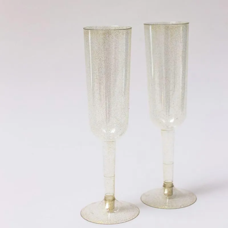 Plastic Glasses - Gold Glitter (4 Pack)