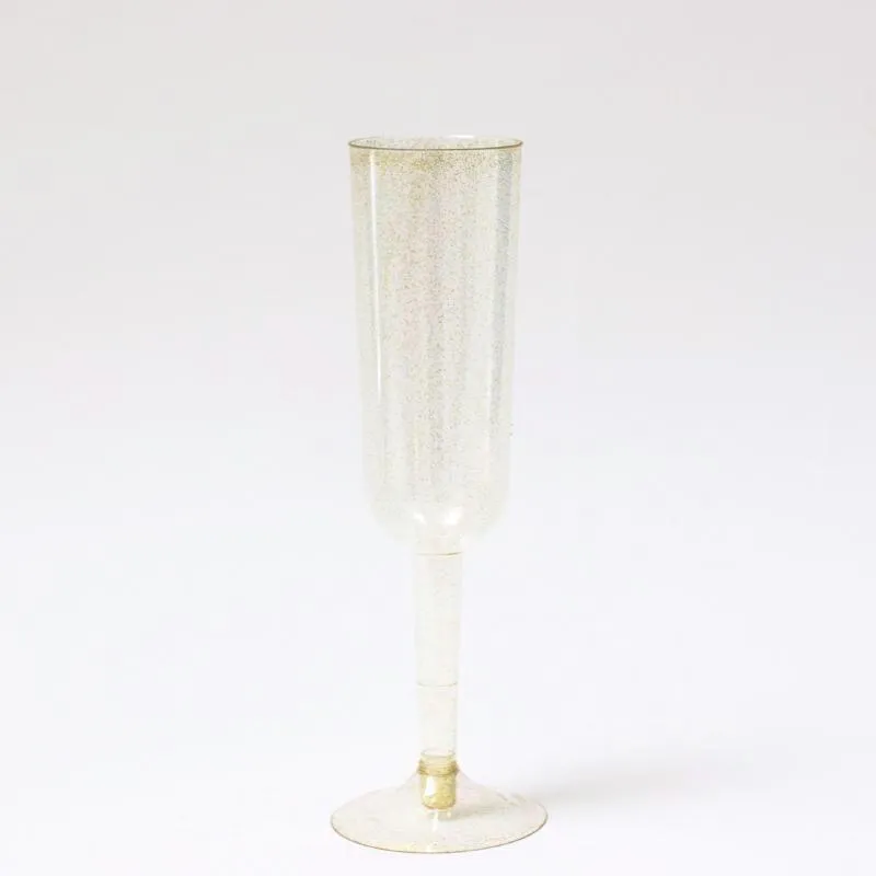 Plastic Glasses - Gold Glitter (4 Pack)