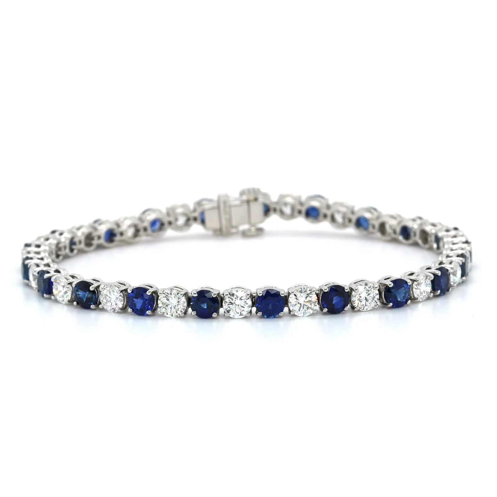 Platinum Diamond and Sapphire Tennis Bracelet