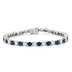 Platinum Diamond and Sapphire Tennis Bracelet