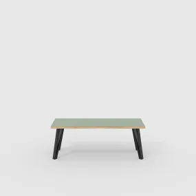 Plywood Bench Seat with Black Box Hairpin Legs - Formica Green Slate - 1200(w) x 400(d) x 450(h)