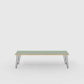 Plywood Bench Seat with Black Hairpin Legs - Formica Green Slate - 1600(w) x 400(d)