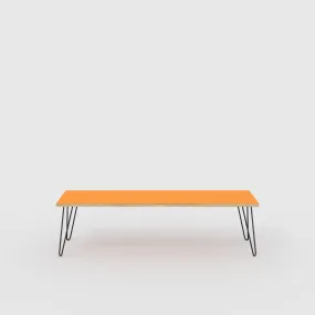 Plywood Bench Seat with Black Hairpin Legs - Formica Levante Orange - 1600(w) x 400(d)
