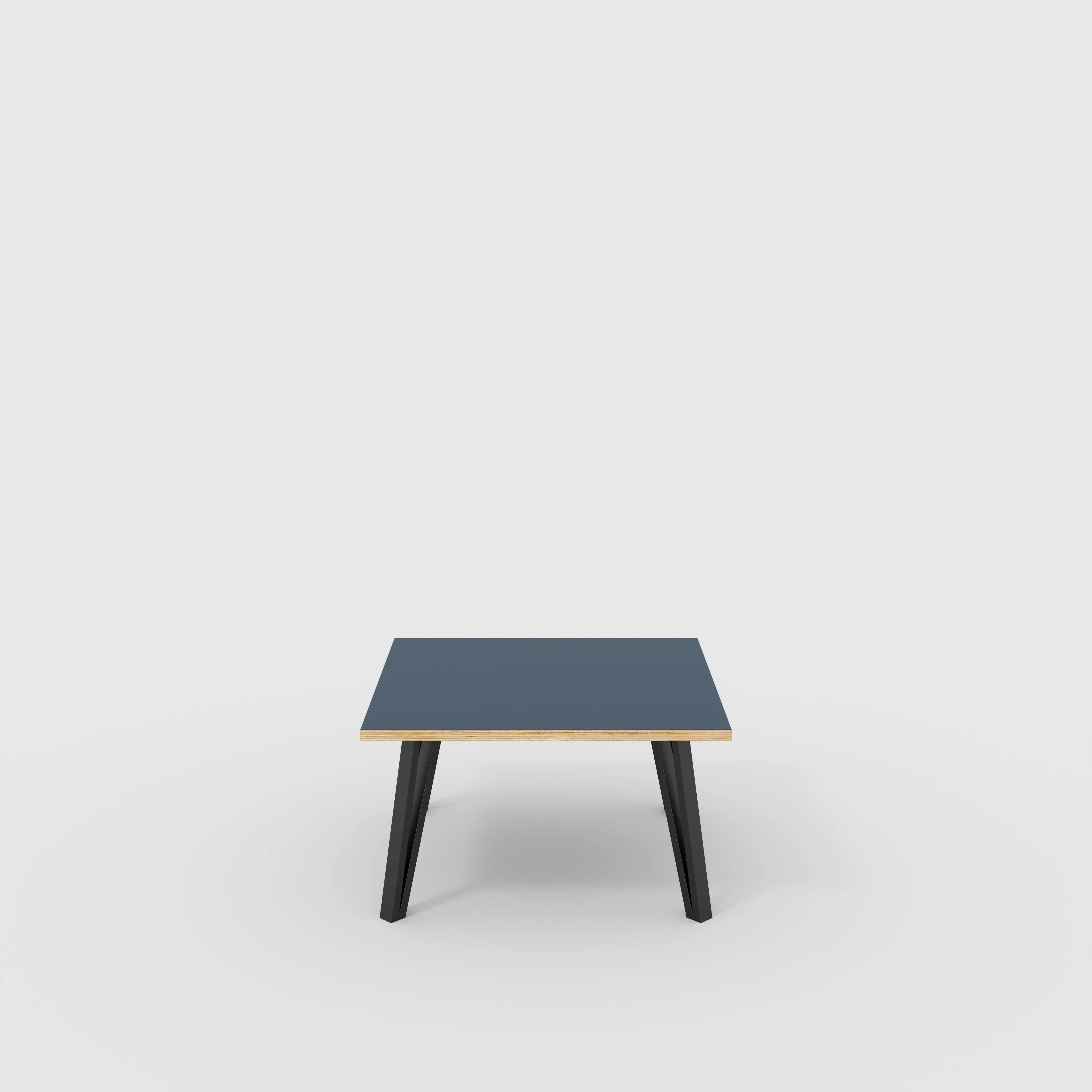 Plywood Coffee Table with Black Box Hairpin Legs - Formica Night Sea Blue - 800(w) x 800(d) x 425(h)