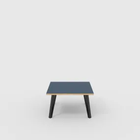Plywood Coffee Table with Black Box Hairpin Legs - Formica Night Sea Blue - 800(w) x 800(d) x 425(h)