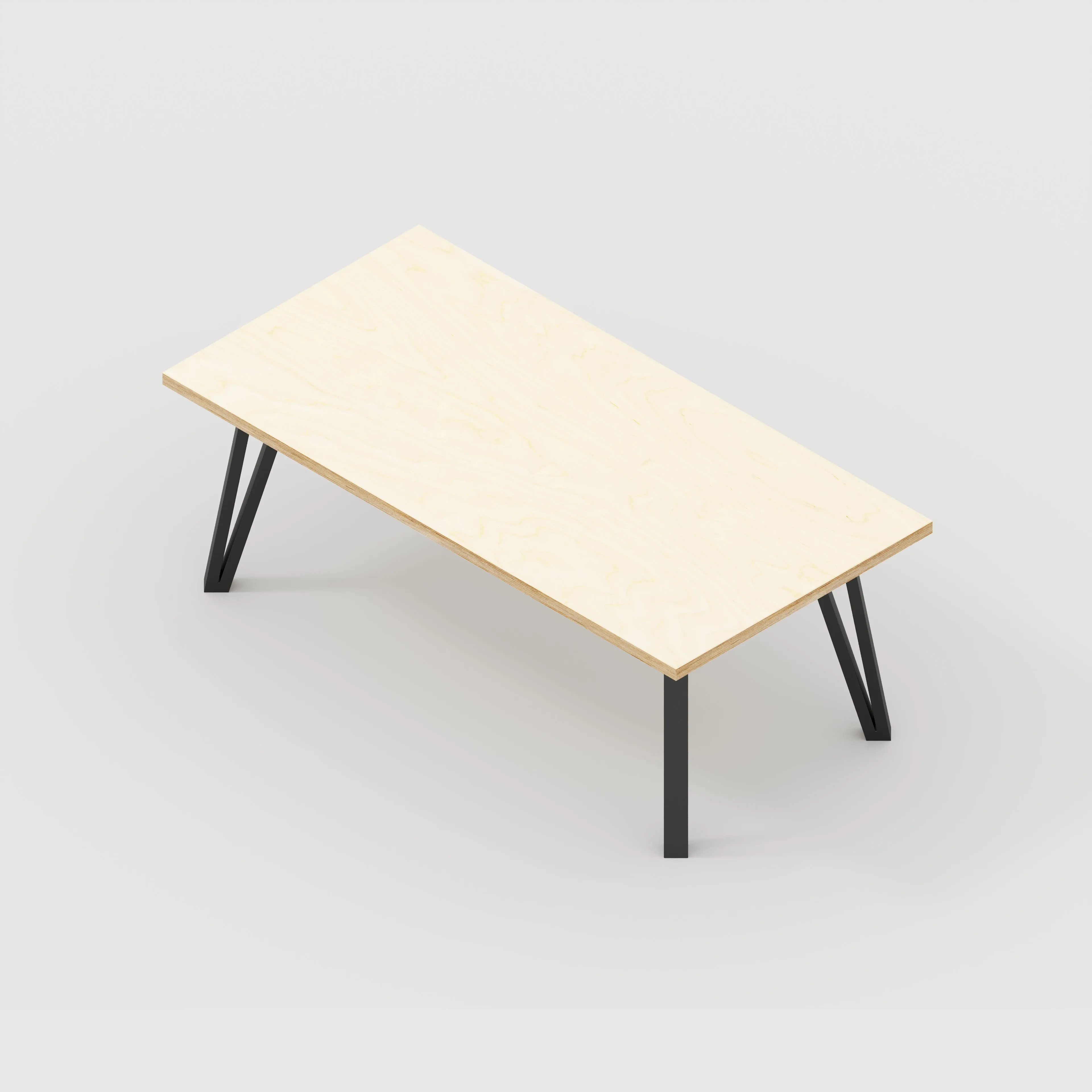 Plywood Coffee Table with Black Box Hairpin Legs - Plywood Birch - 1200(w) x 600(d) x 425(h)