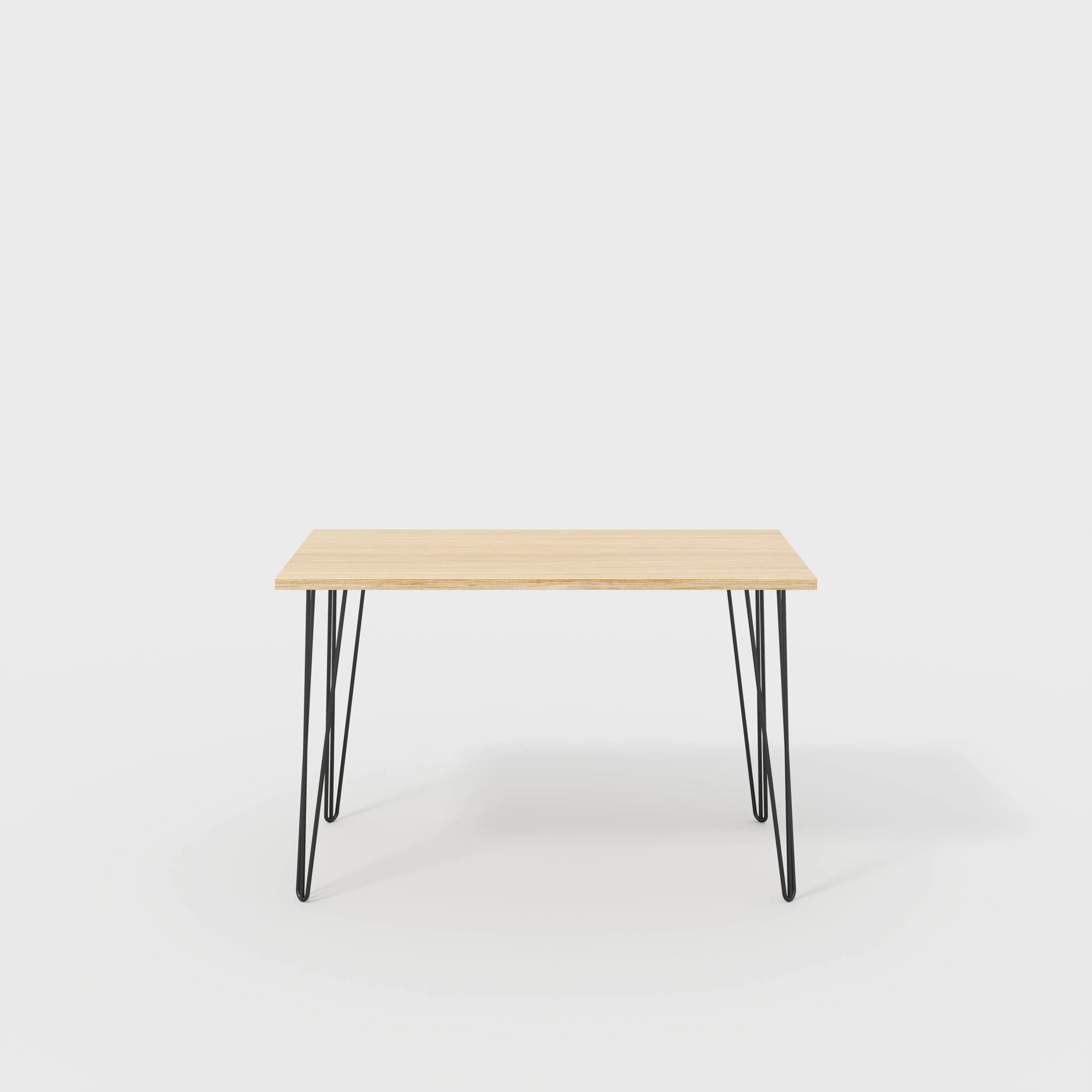 Plywood Desk with Black Hairpin Legs - Plywood Oak - 1200(w) x 600(d) x 735(h)