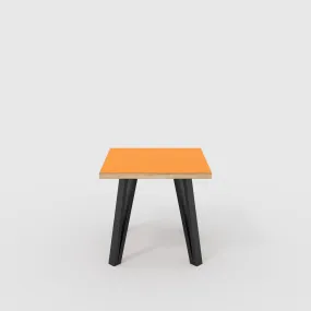 Plywood Side Table with Black Box Hairpin Legs - Formica Levante Orange - 500(w) x 500(d) x 425(h)