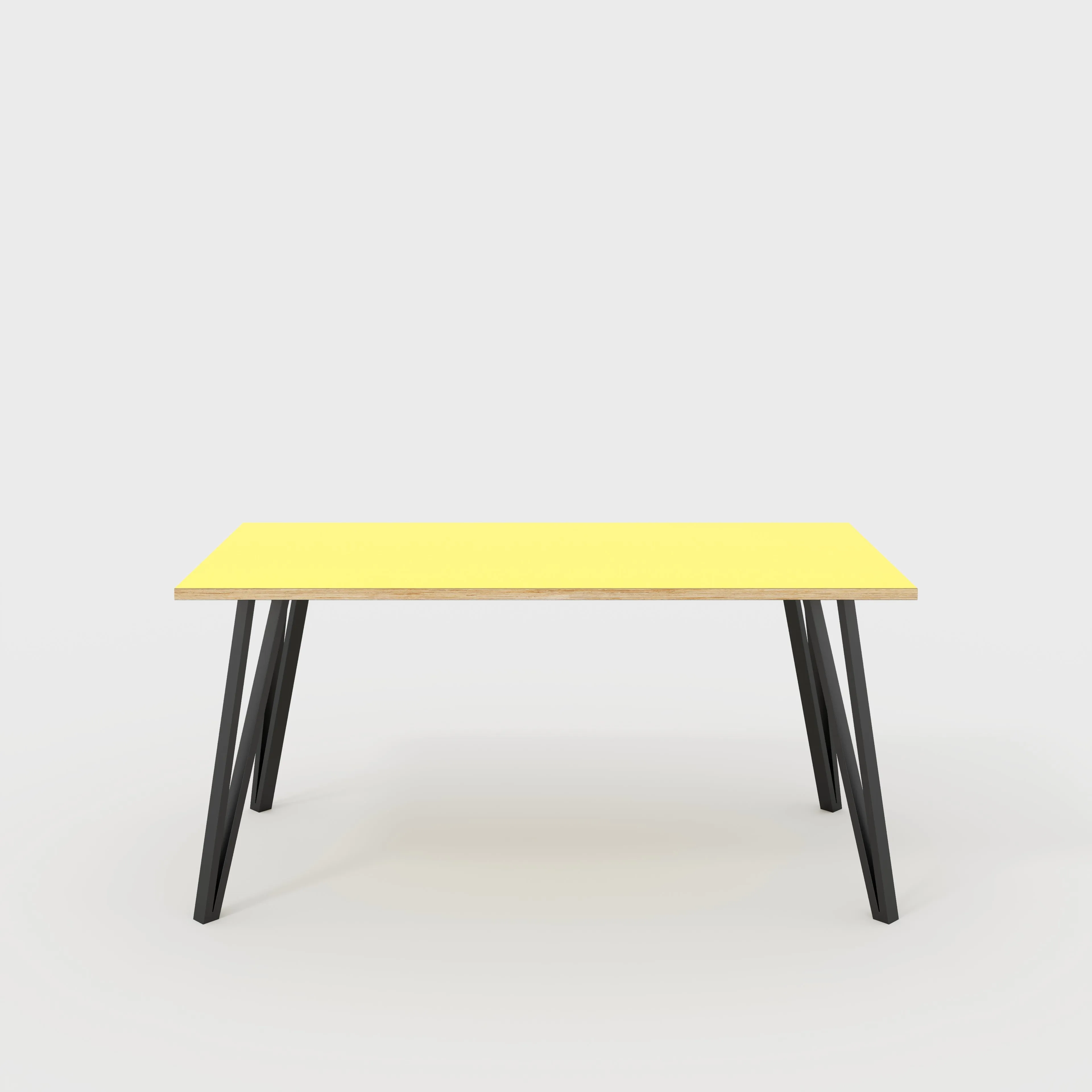 Plywood Table with Black Box Hairpin Legs - Formica Chrome Yellow - 1600(w) x 800(d) x 735(h)
