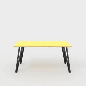Plywood Table with Black Box Hairpin Legs - Formica Chrome Yellow - 1600(w) x 800(d) x 735(h)