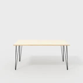 Plywood Table with Black Hairpin Legs - Plywood Birch - 1600(w) x 800(d)