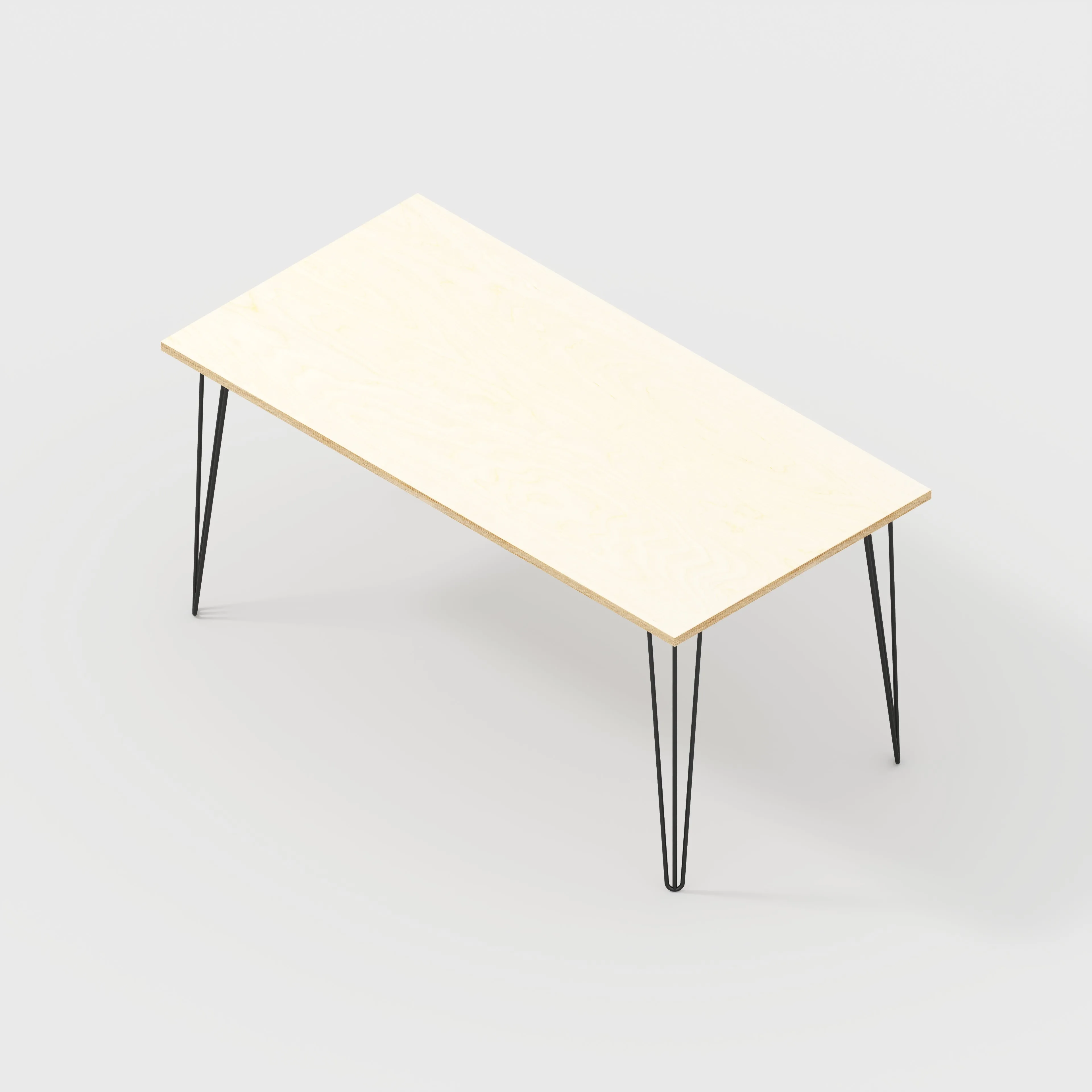 Plywood Table with Black Hairpin Legs - Plywood Birch - 1600(w) x 800(d)