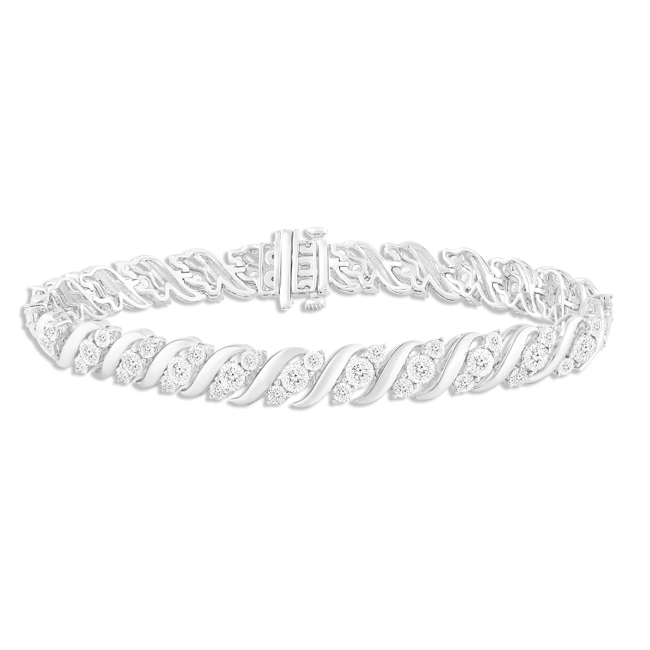 Pre-Owned Kay 1 ct Diamond Swirl Bracelet in Sterling Silver
