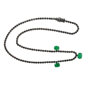 Prong Set Emerald & Diamond Designe Necklace Jewelry In 14k Gold For Her