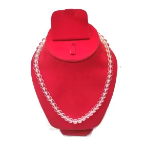 Quartz Clear Crystal Round Beads Necklace 15 Inches 8mm Beads Semi precious Mala