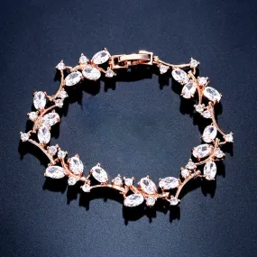 "Alaya" - Cubic Zirconia Vine Bridal Bracelet - Available in Rose Gold and Silver