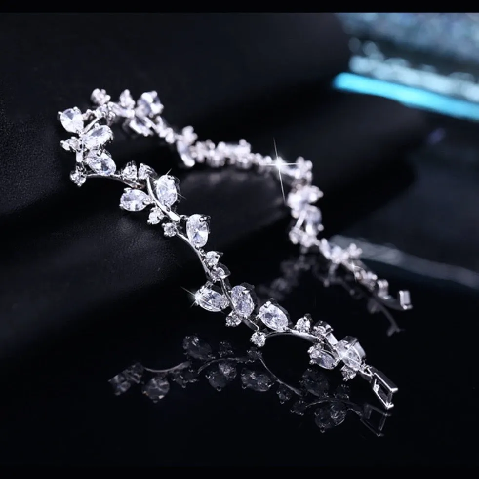 "Krista" - Cubic Zirconia Vine Bridal Bracelet - More colors available
