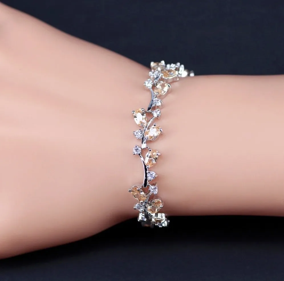 "Krista" - Cubic Zirconia Vine Bridal Bracelet - More colors available