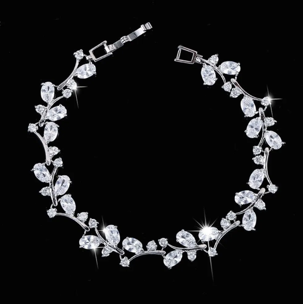 "Krista" - Cubic Zirconia Vine Bridal Bracelet - More colors available