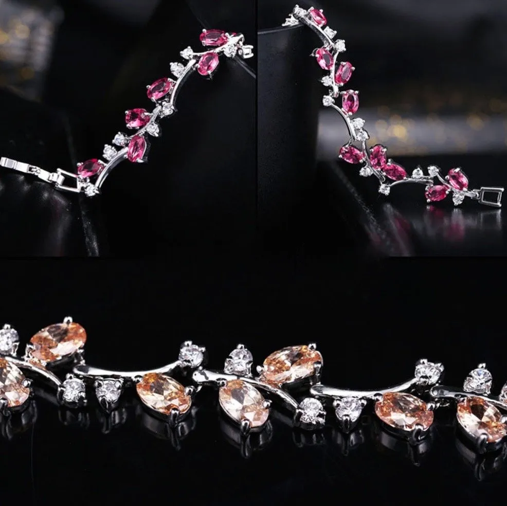 "Krista" - Cubic Zirconia Vine Bridal Bracelet - More colors available