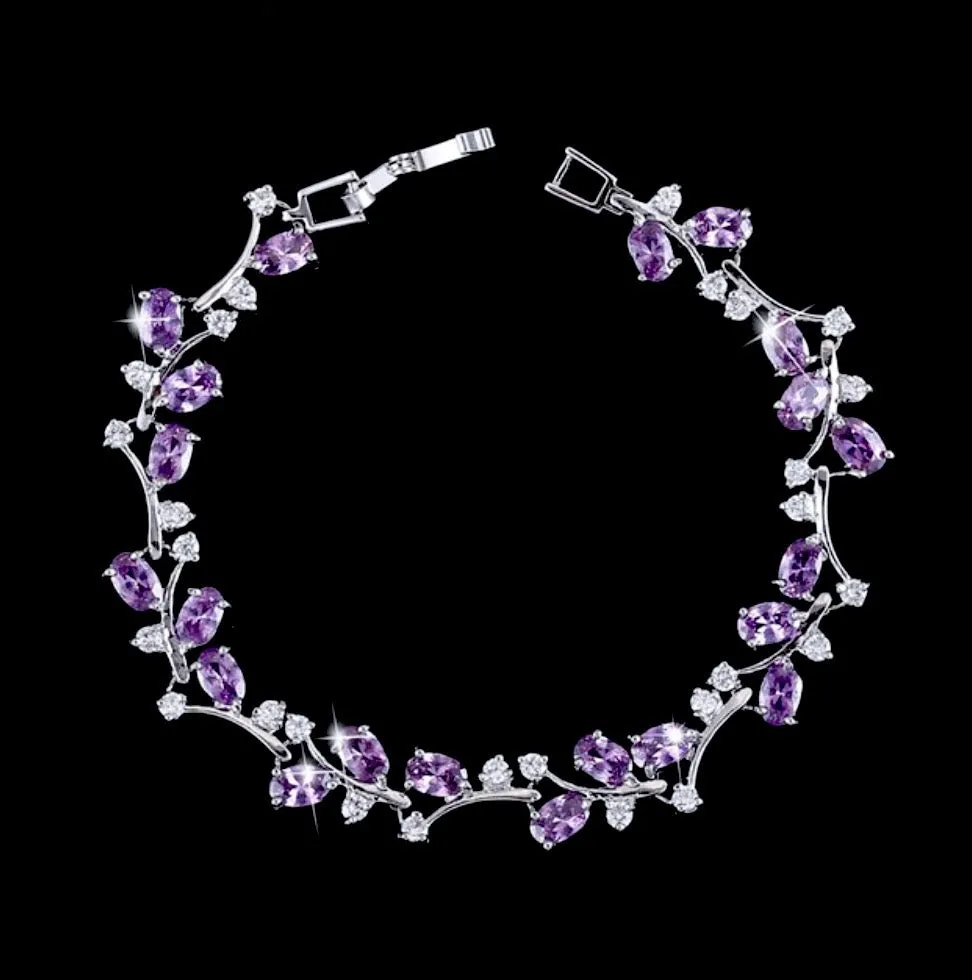 "Krista" - Cubic Zirconia Vine Bridal Bracelet - More colors available