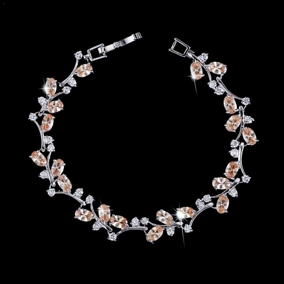 "Krista" - Cubic Zirconia Vine Bridal Bracelet - More colors available