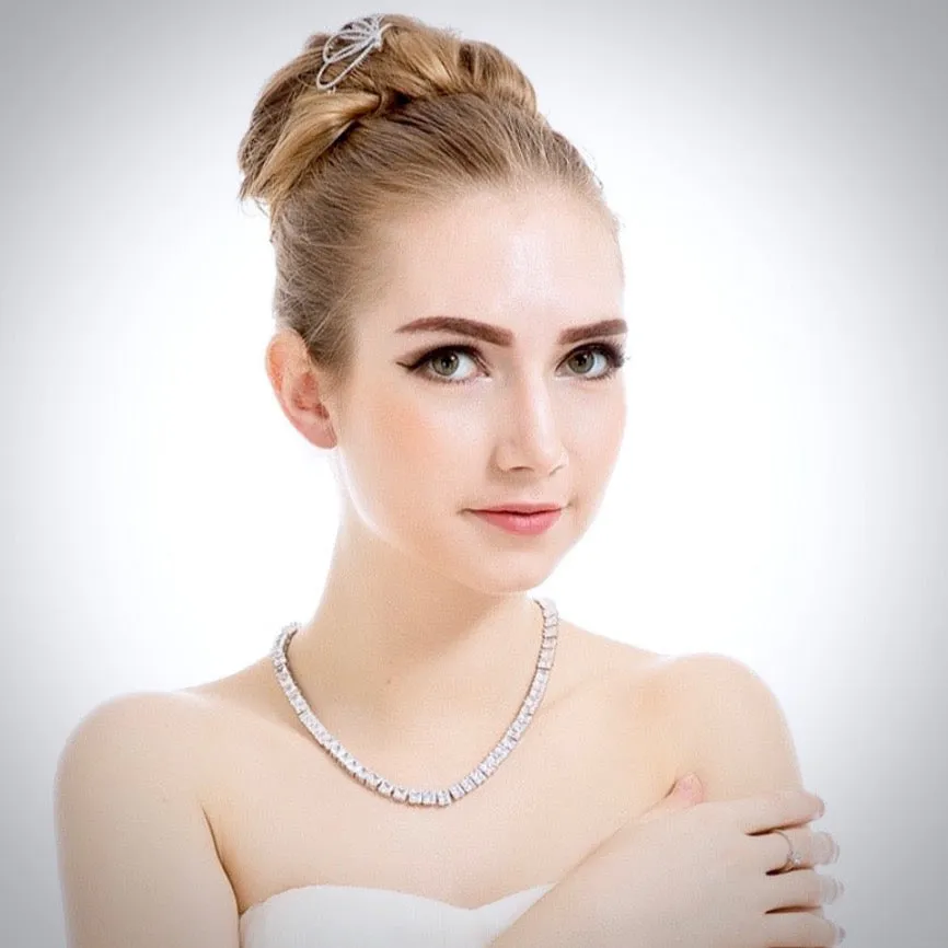 "Tasha" - Silver Cubic Zirconia Bridal Three-Piece Jewelry Set