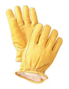 Radnor X-Large Yellow Deerskin Thinsulate Lined Cold Weather Gloves With Keystone Thumb, Slip On Cuffs, Double Stitched Hem And Shirred Elastic Wrist