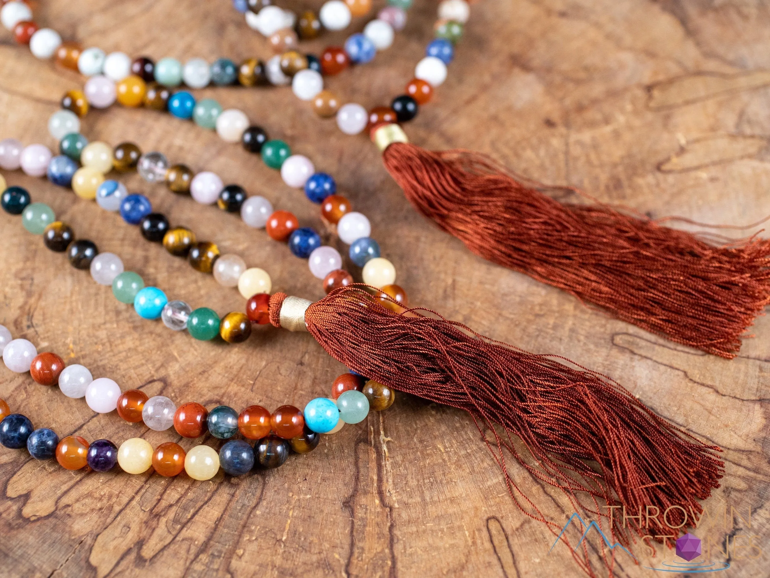 Rainbow GEMSTONES Crystal Necklace, Mala - Handmade Jewelry, Beaded Necklace, Healing Crystals and Stones, E2038