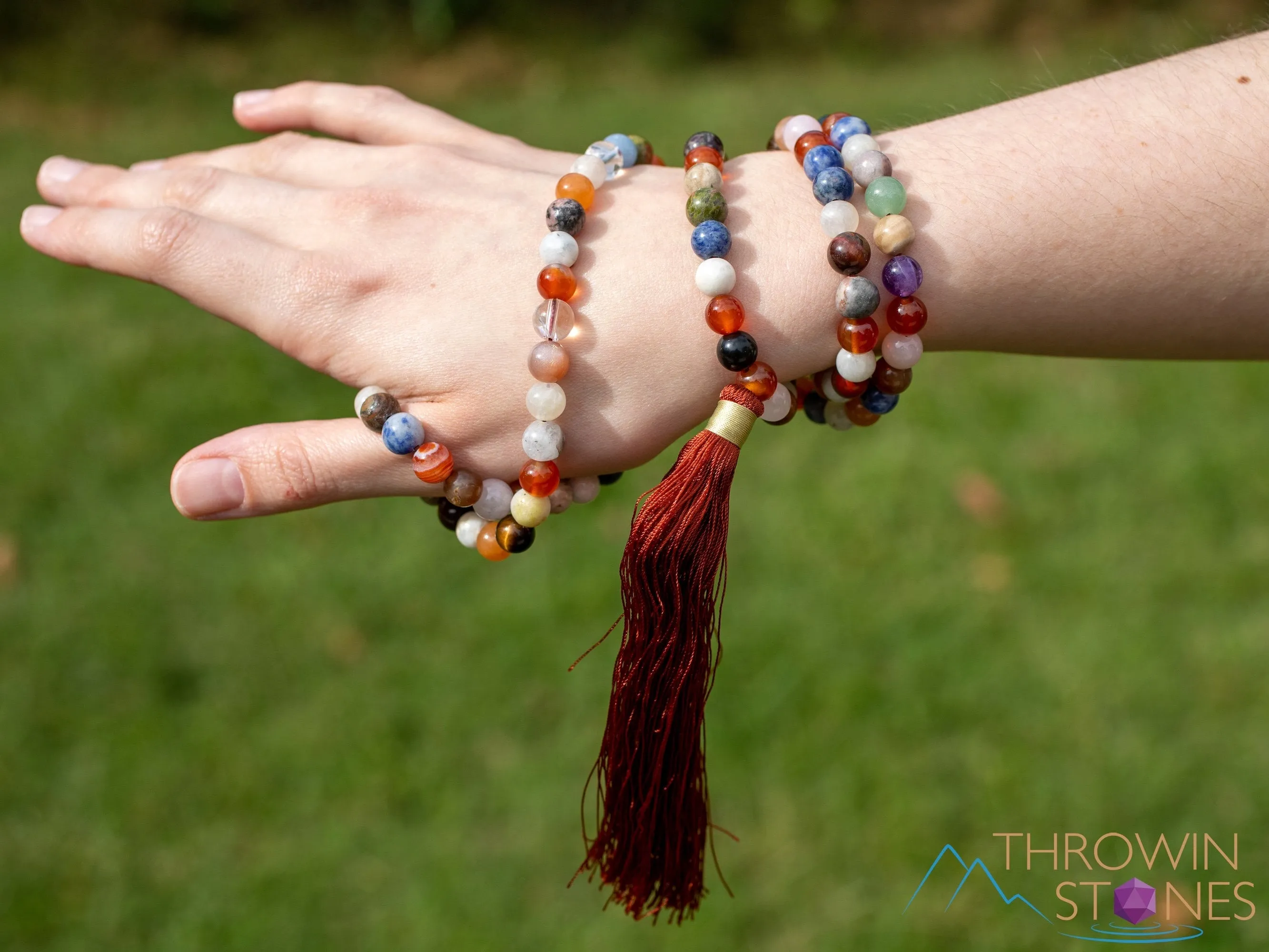 Rainbow GEMSTONES Crystal Necklace, Mala - Handmade Jewelry, Beaded Necklace, Healing Crystals and Stones, E2038