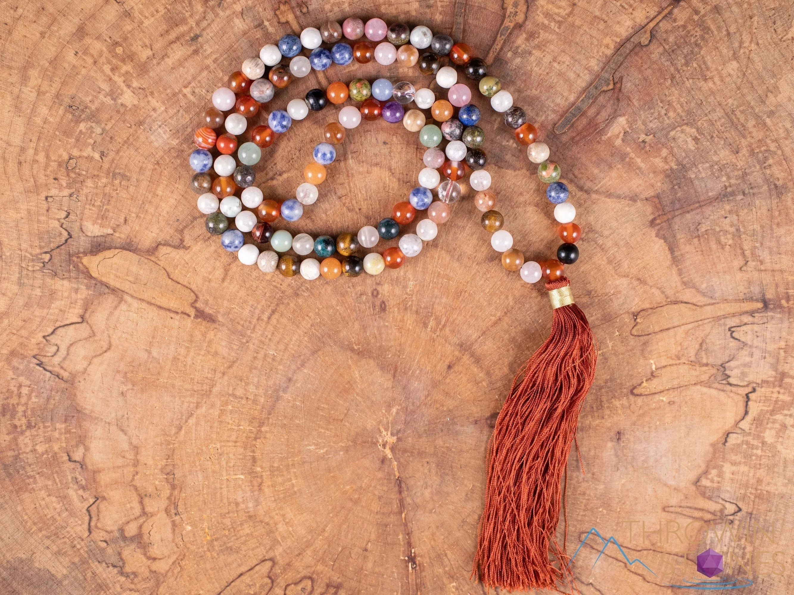 Rainbow GEMSTONES Crystal Necklace, Mala - Handmade Jewelry, Beaded Necklace, Healing Crystals and Stones, E2038