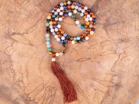 Rainbow GEMSTONES Crystal Necklace, Mala - Handmade Jewelry, Beaded Necklace, Healing Crystals and Stones, E2038