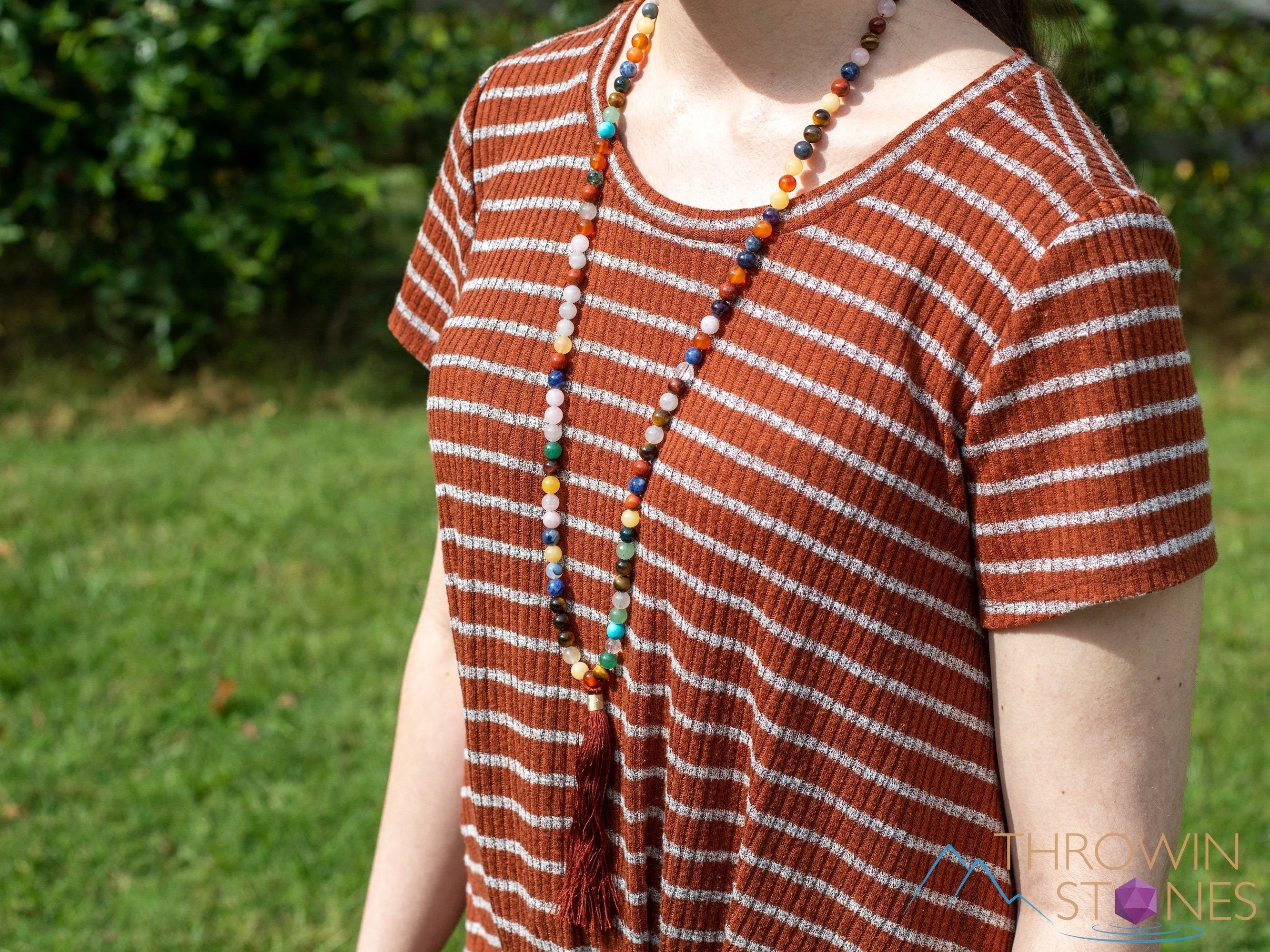 Rainbow GEMSTONES Crystal Necklace, Mala - Handmade Jewelry, Beaded Necklace, Healing Crystals and Stones, E2038
