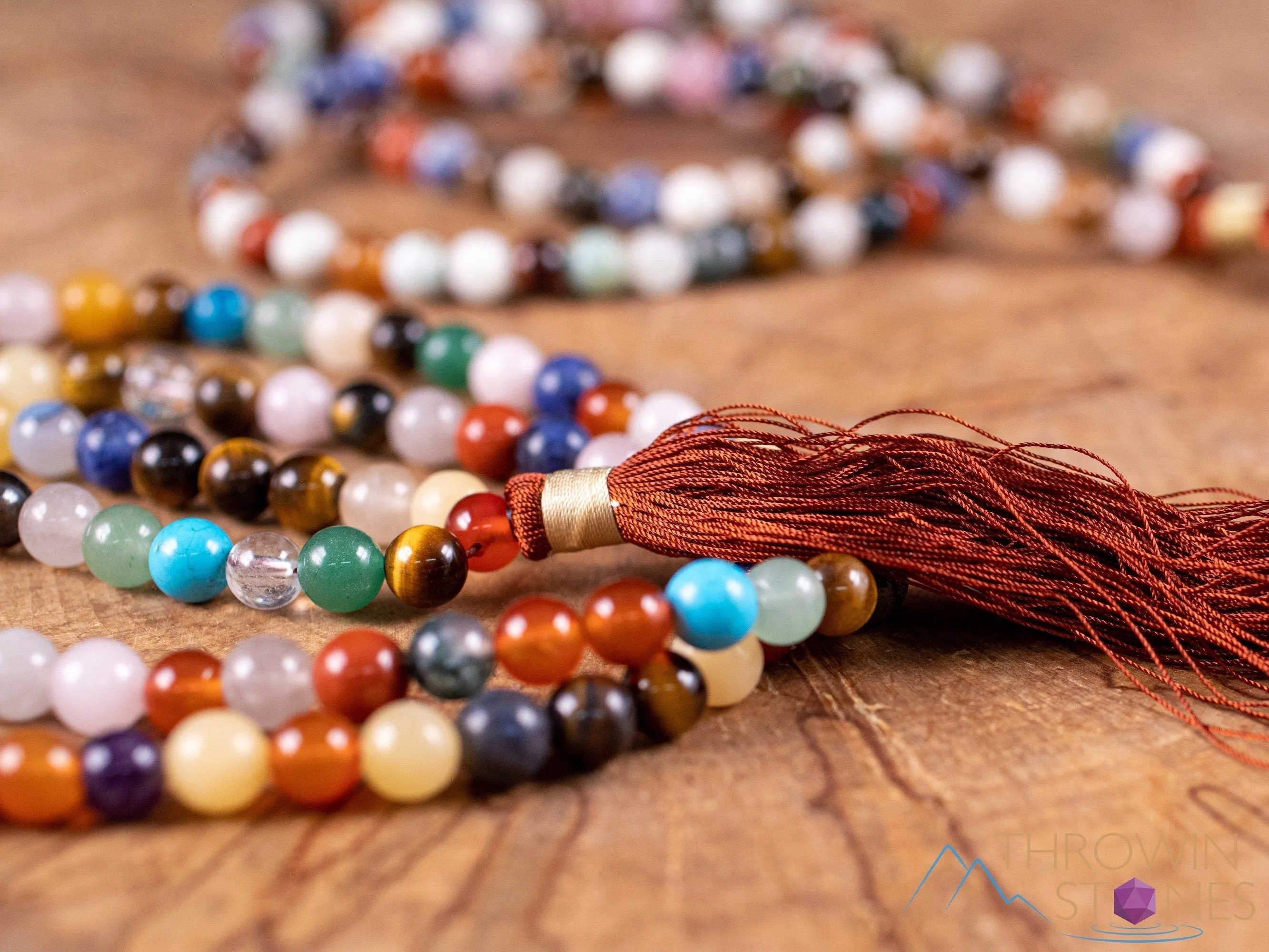 Rainbow GEMSTONES Crystal Necklace, Mala - Handmade Jewelry, Beaded Necklace, Healing Crystals and Stones, E2038
