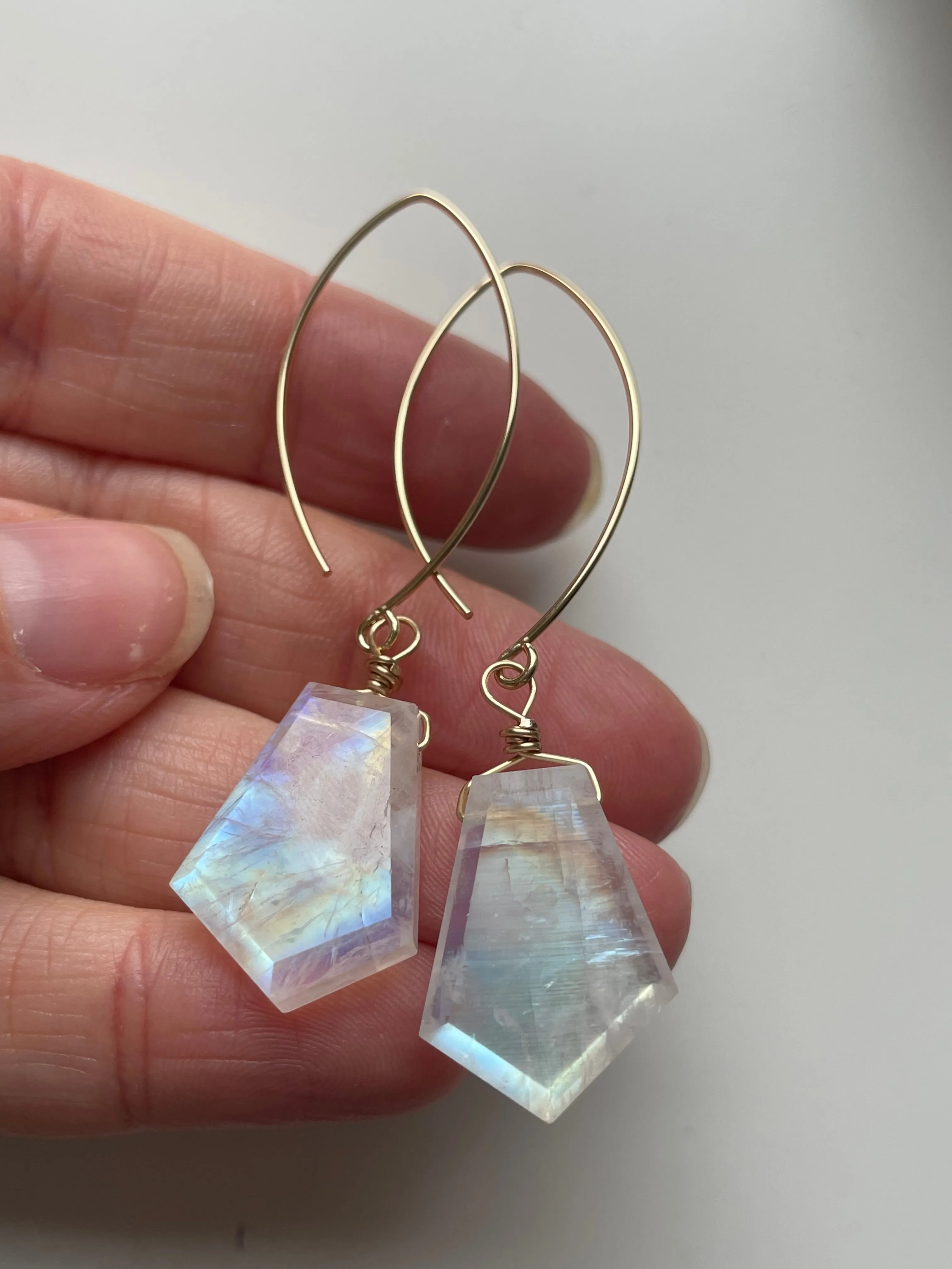 Rainbow Moonstone Earrings Drop Earrings Gold June Birthstone Earrings