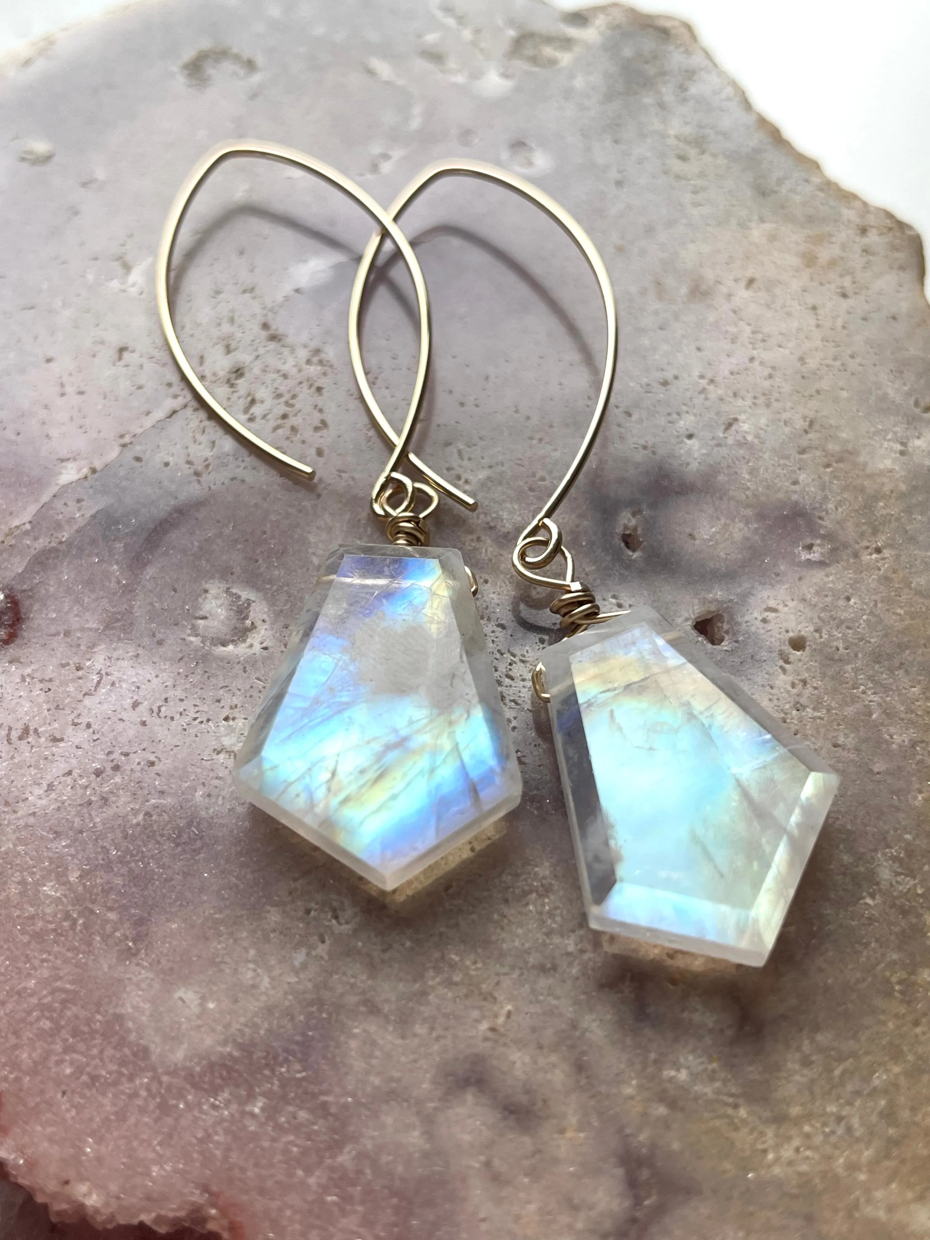 Rainbow Moonstone Earrings Drop Earrings Gold June Birthstone Earrings