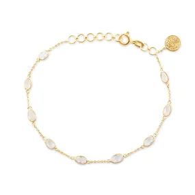 Rainbow Moonstone Oval Bracelet In 18K Yellow Gold