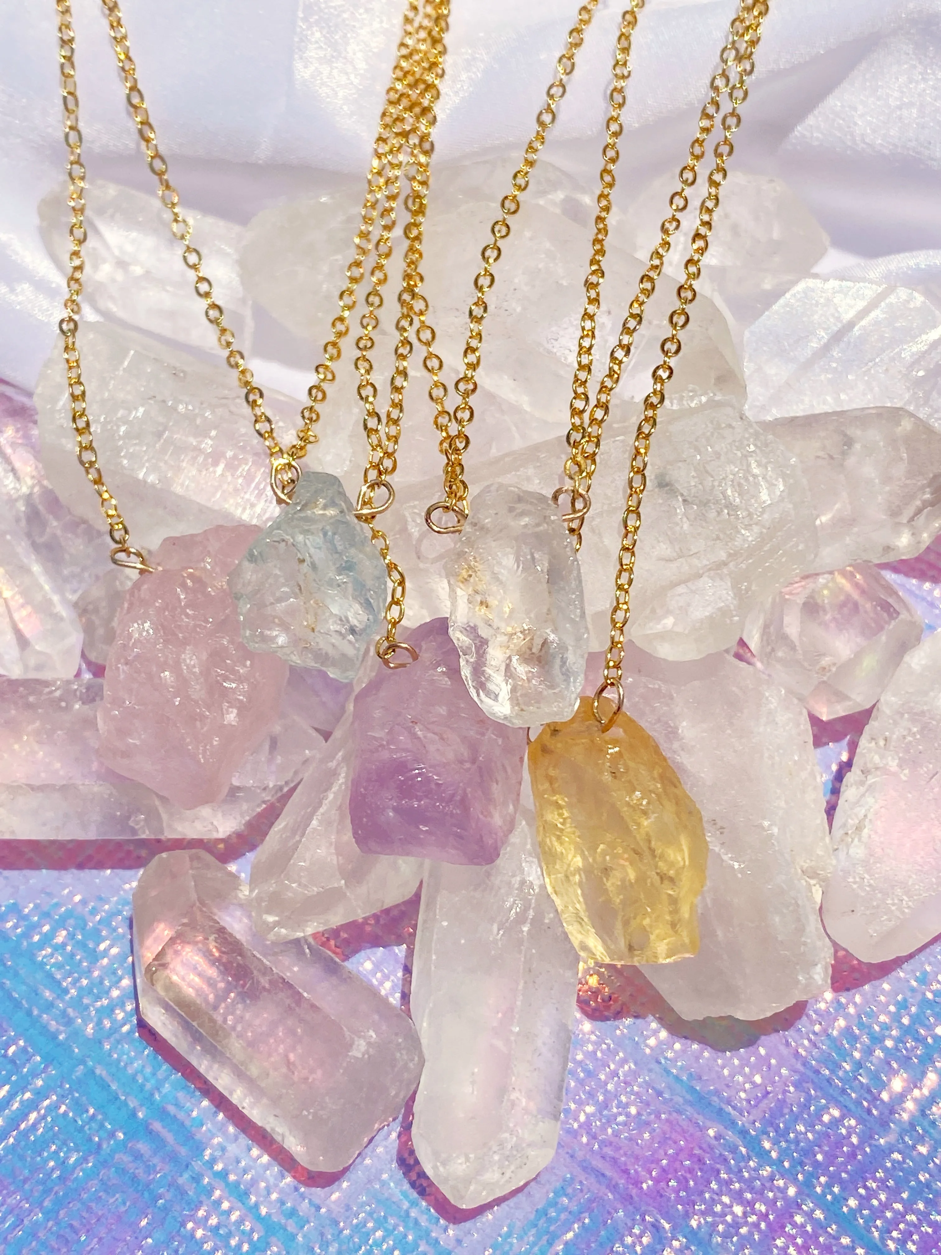 (READY TO SHIP) Mini Raw Crystal Necklace