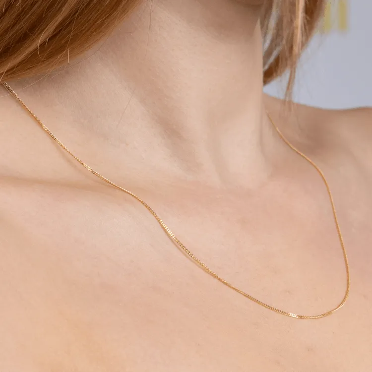 Real Gold Curb Flat Carpet Kids Chain Necklace 1153 (35 C.M) CH1250